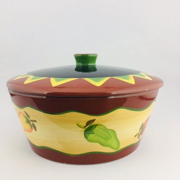 THE MAIN INGREDIENTS Southwestern Chili Peppers Stoneware Large Lid Serving Bowl - Picture 5 of 14